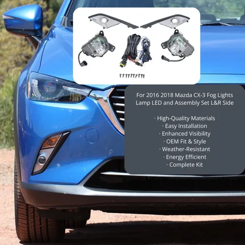 Vista 3 de Reemplazo para 2016 2018 Mazda CX-3 luces antiniebla lámpara LED y conjunto de montaje L & R lado