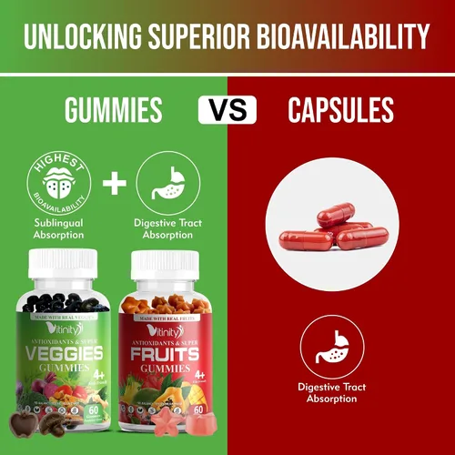 Vista 30 de VITINITY Super Greens - Gomitas multivitamínicas Hechas con 30 superalimentos reales, verduras, hierbas, frutas para adultos y niños para aumentar