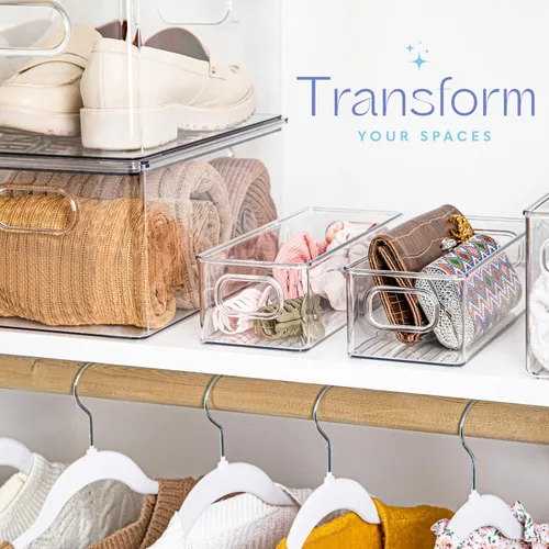Vista 2 de Contenedor de plástico transparente para almacenamiento de alimentos con asas para organizar cocina, despensa, refrigerador, congelador, despensa