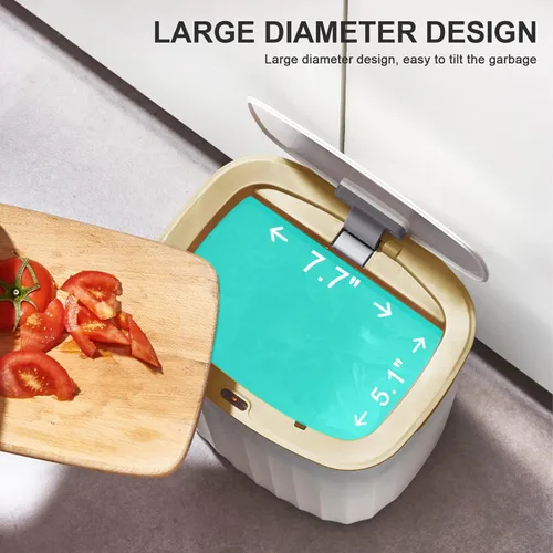 Vista 7 de ELPHECO Cubo de basura impermeable de 3.5 galones con sensor de movimiento para dormitorio con tapa, decoración de baño, accesorios de baño, cubo