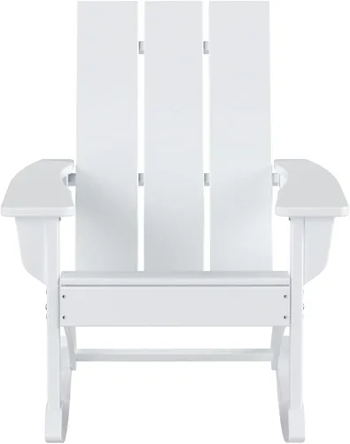 Vista 28 de WO Home Furniture Silla Mecedora de Patio Moderna para Exteriores HDPE Resistente a UV y Clima (Negro)