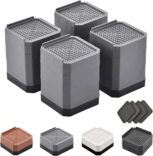Vista 27 de EclatBain Elevadores rectangulares para cama, elevadores de muebles rectangulares de alta resistencia, con bloques ajustables de elevación de hasta