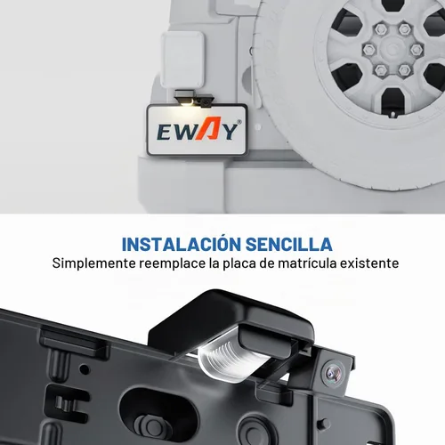 Vista 4 de EWAY Cámara de seguridad de marcha atrás para Jeep Wrangler JK JKU 2007-2018 cámaras de visión trasera impermeable fácil montaje con línea