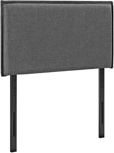 Vista 2 de Modway Camille - Cabecera tapizada de tela de lino en color gris con ribete francés