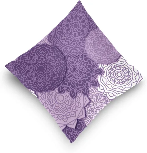 Vista 5 de Kigai Funda de cojín cuadrada decorativa de estilo bohemio con mandala morada de 18 x 18 pulgadas, para sofá, dormitorio, hogar