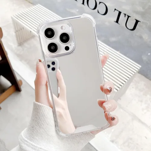 Vista 15 de Funda compatible con iPhone 11 con espejo con parachoques a prueba de golpes, parte trasera dura, delgada, cubierta protectora delgada para niñas