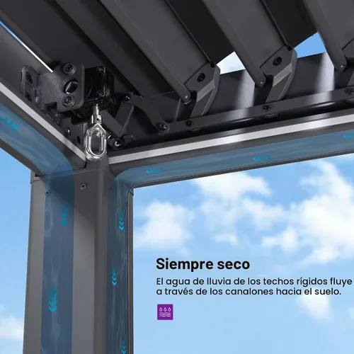 Vista 6 de PURPLE LEAF 92KS - Pérgola con listones de 8 x 10 pies con tira de luces LED, color gris