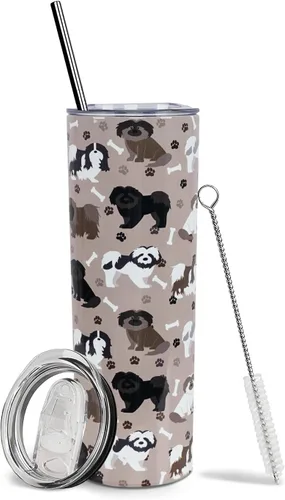 Vista 48 de Dachshund - Vaso de viaje aislado de acero inoxidable de 20 onzas con asa y pajilla, regalo para mujer, para el Día de la Madre, a prueba de fugas