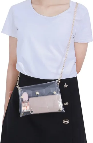 Vista 7 de LUOEM Bolso cruzado de PVC Bolso de mensajero de embrague Bolso de hombro Tote (transparente), Transparente, Bolso