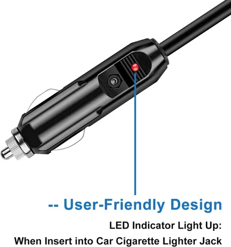 Vista 5 de Cable de extensión para encendedor de cigarrillos de 10 pies 8A, cable de núcleo de cobre puro, cable de enchufe de alimentación CC automático 8A
