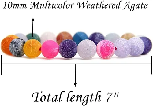 Vista 2 de Angelstones Pulsera elástica con cuentas semipreciosas naturales genuinas de 0.394 in, unisex
