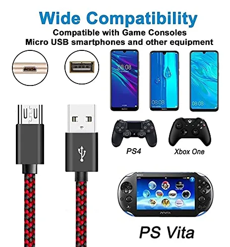 Vista 7 de AOSOK Cable de carga para controlador PS4, cable de carga de 6 pies de largo para Playstation 4 cargadorPS4 SlimPro controladores inalámbricosXbox
