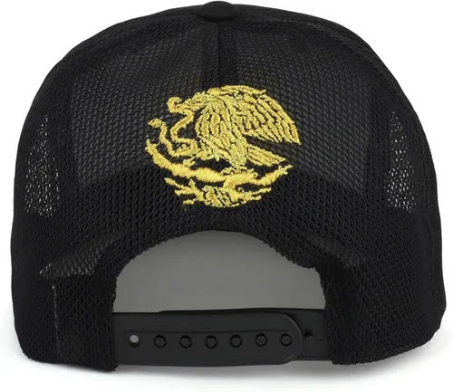 Vista 3 de Trendy Apparel Shop Gorra de malla bordada con diseño de águila de la ciudad de México