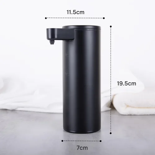 Vista 7 de Dispensador automático de jabón de acero inoxidable con sensor, dispensador de jabón infrarrojo, eléctrico, IPX5, impermeable, USB-C, sensor de Negro