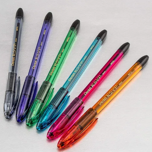 Vista 3 de Bolígrafo Pentel RSVP Razzle-Dazzle, (1.0mm) trazo medio, tinta negra, paquete de 5 unidades (BK91RDBP5M)