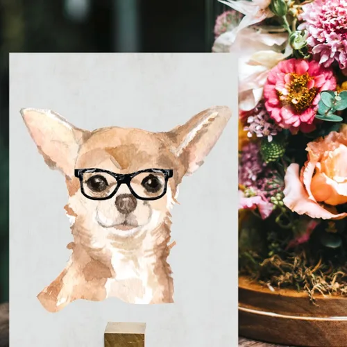 Vista 163 de Andaz Press Póster impreso para pared de perro, 8.5 x 11 pulgadas, Bulldog inglés con gafas negras, 1 paquete, regalo de cumpleaños de Navidad, sin