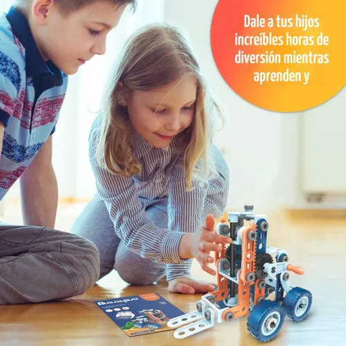 Vista 4 de Mobius - Juego de construcción STEM 12 en 1, 152 piezas, juguete de Naranja y azul - 12 en 1 - 152 piezas