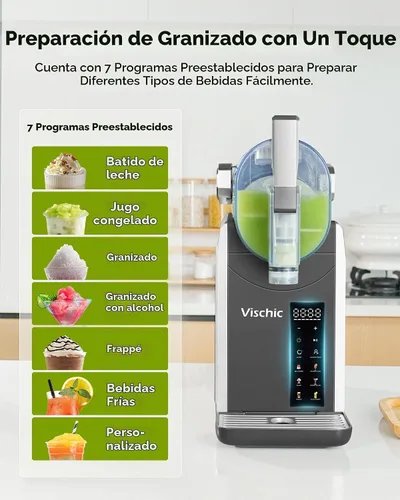 Vista 3 de Máquina de granizado: Máquina de Granizado para uso doméstico con 7 programas preestablecidos y función de limpieza automática, fabricante de Plata