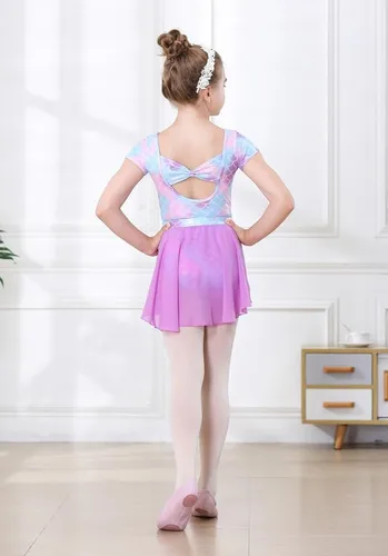 Vista 5 de DIPUG Leotardos de ballet para niñas con falda extraíble, vestido de baile con espalda hueca para niñas
