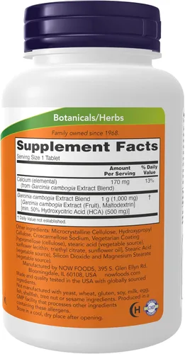 Vista 2 de NOW Suplementos, Garcinia (Garcinia Cambogia) 1,000 mg, Metabolismo Saludable*, Pérdida de peso, 120 Tabletas