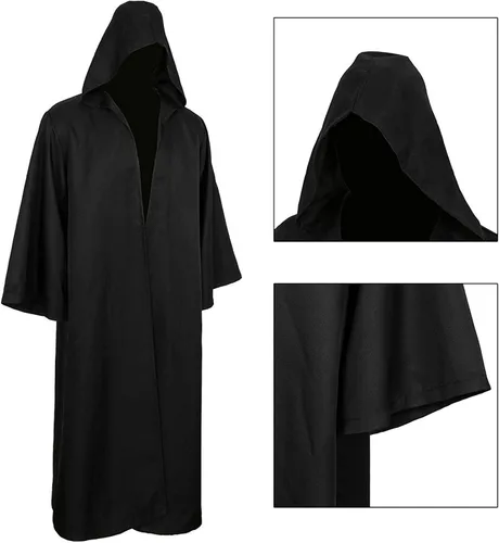 Vista 3 de Golden Service - Disfraz de Halloween para adultos túnica con capucha para cosplay