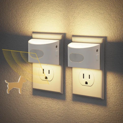 Vista 15 de JandCase Luz nocturna, luces nocturnas automáticas enchufables a la pared, paquete de 2 luces nocturnas modernas con sensor de luz automática, luz