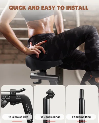 Vista 6 de Asiento de bicicleta de gran tamaño, asiento de bicicleta ancho para comodidad de mujeres y hombres, sillín de bicicleta universal impermeable