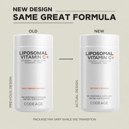 Vista 3 de Codeage - Vitamina C liposomal de 1500 mg con zinc, saúco, bioflavonoides cítricos de pomelo, limón, naranja en polvo, quercetina y escaramujo