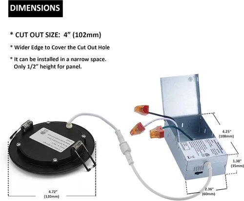 Vista 5 de POPANU Iluminación LED empotrable prémium de 4 pulgadas, 5 CCT, ajustable, regulable, empotrable, lámpara de techo con caja de conexiones
