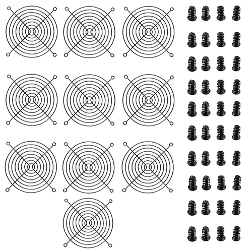 Vista 10 de Parrilla negra para ventilador de PC, cubierta de ventilador de PC Black Iron 2 Pack 120MM Fan Grill,120MM Fan Cover with Screws for Computer Case