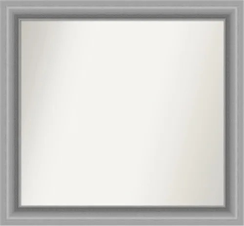 Vista 296 de Amanti Art Espejo de baño plateado para sobre fregadero, 26 x 26 pulgadas, espejo cuadrado de níquel pulido, marco de madera tradicional mediano, se