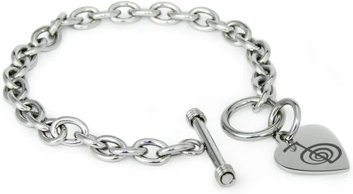 Vista 25 de Pulsera y Collar con Dijes de Símbolos de Corazón de Acero Inoxidable Solo pulsera de plata
