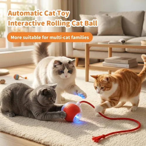 Vista 6 de Juguetes Interactivos para Gatos de Interior Pelota Automática Inteligente que Rueda para Gatitos Aburridos Mascota Mejorada de Movimiento Rápido