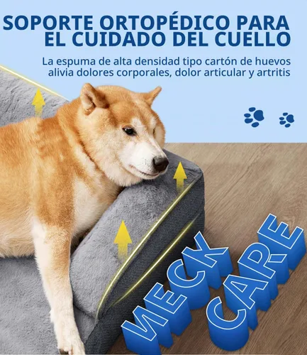 Vista 2 de Made4pet - Cama grande para perro, sofá ortopédico de espuma para perros, sofá cama para mascotas de 38 pulgadas con funda impermeable lavable, Gris