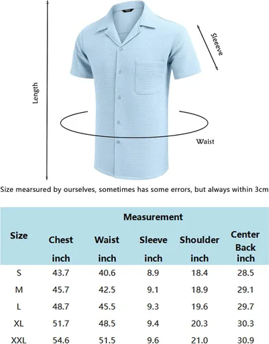 Vista 5 de COOFANDY Camisa de manga corta con botones para hombre, ajuste holgado, estilo cubano, para playa