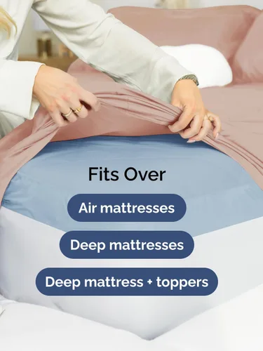 Vista 319 de Extra Deep Twin XL Sheet Set - 3 Piece College Dorm Room - White 01-Blanco