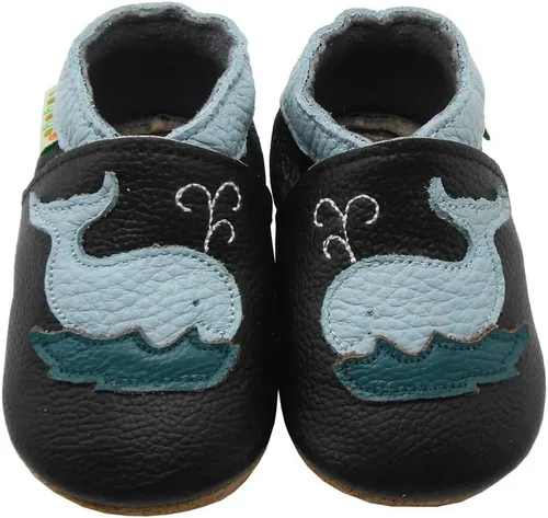 Vista 5 de SAYOYO Zapatos de cuero para bebés y niños pequeños con suela suave de calavera