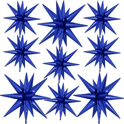 Vista 19 de 9 piezas de globos de estrella beige, grandes globos de papel de aluminio en forma de estrella en explosión, globos de Mylar en punta color crema