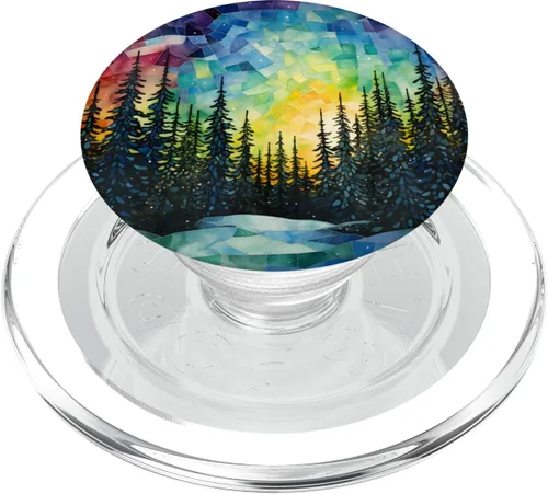 Vista 8 de PopSockets PopGrip intercambiables estilo vidrieras de mosaico Northern Lights