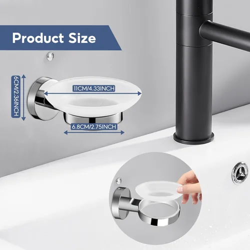 Vista 3 de Jabonera de pared para baño y cocina, acero inoxidable