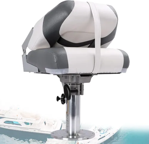 Vista 6 de Asiento plegable marino de respaldo bajo premium, tornillos de acero inoxidable incluidos A21-Blanco/Carbón (2 asientos)