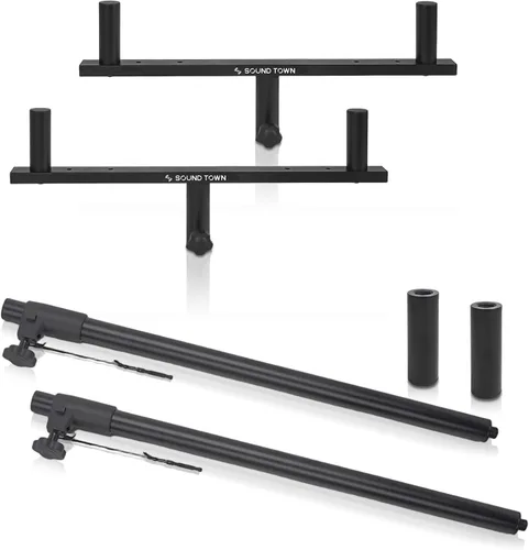Vista 10 de Sound Town 2-Pack Set de Montaje de Poste Dual para Altavoces, Postes Extendidos de 20" para Subwoofer/Altavoces con Adaptadores M20 y 35mm