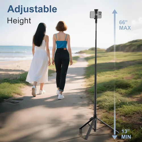 Vista 6 de Trípode automático de 66 pulgadas con control remoto, trípode para teléfono celular para grabación de video y transmisión en vivo, trípode ajustable