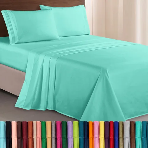 Vista 74 de Elegant Comfort Lujoso juego de sábanas de microfibra de alta calidad 1500 hoteleras bordadas de tres líneas más suaves de 4 piezas, resistente a