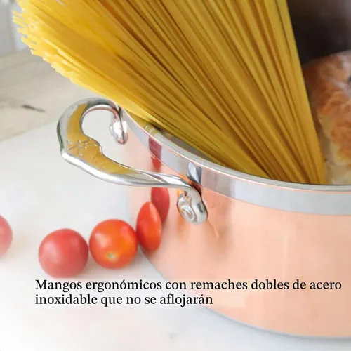 Vista 7 de Hestan - Colección CopperBond - Olla de sopa de cobre 100% puro, compatible con placa de inducción, 3 cuartos de galón