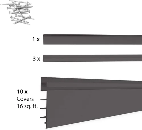 Vista 3 de Proslat 88104 Organizador de Garaje de Pared Ranurada de PVC Resistente, Sección de 4 Pies por 4 Pies, 10 Paneles, Carbón Carbón vegetal