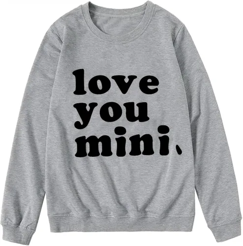 Vista 5 de Conjunto de sudadera de manga larga para mamá y mí con diseño de corazón para el día de San Valentín, para mamá y yo, sin botones, A#gris