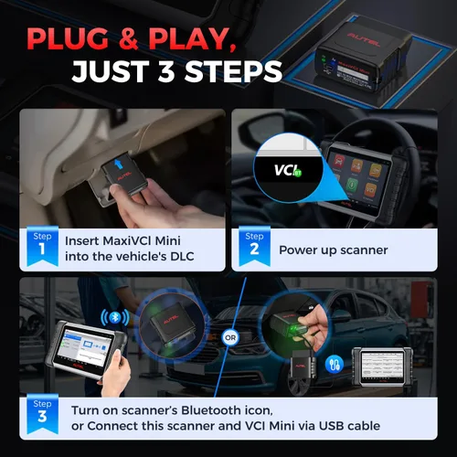 Vista 3 de Autel MaxiSys MaxiVCI VCI Mini interfaz de diagnóstico Bluetooth, adaptador inalámbrico para vehículos 2026, funciona con escáner Autel MaxiCOM
