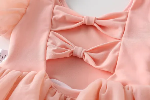 Vista 5 de Nomi&Me Traje de baño para niña pequeña, traje de baño de una pieza, vestido de tutú de sirena de princesa, falda de natación