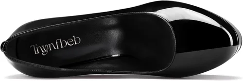 Vista 52 de TNYNFBEB Zapatos de tacón de plataforma alta para mujer, con puntera redonda, sin cordones, básicas, clásicas, de 5.5 pulgadas